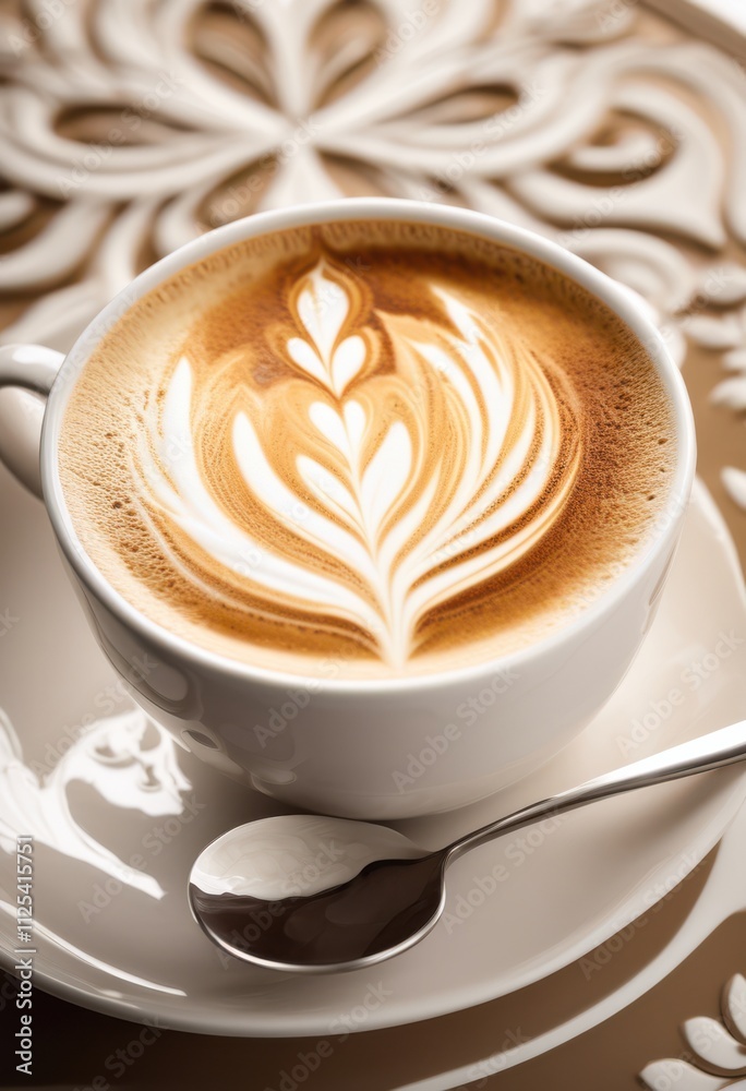 detailed close beautiful latte art swirl creamy coffee cup capturing intricate patterns textures, design, beverage, froth, espresso, drink, gourmet, visual detailed close beautiful latte art swirl creamy coffee cup capturing intricate patterns textures, design, beverage, froth, espresso, drink, gourmet, visual