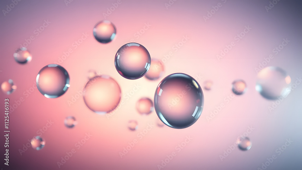 composition of floating glass spheres, glowing softly against a gradient background 