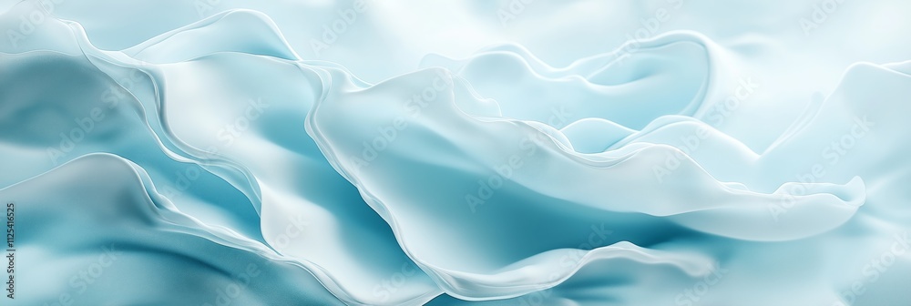 Obraz premium A soft, gentle abstract background featuring flowing, wavy textures in light blue tones with ample copy space