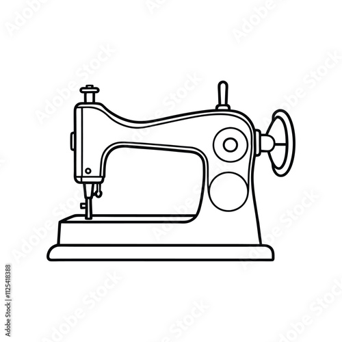 Vintage Sewing Machine Vector Illustration for Crafting, Tailoring, and Textile Design