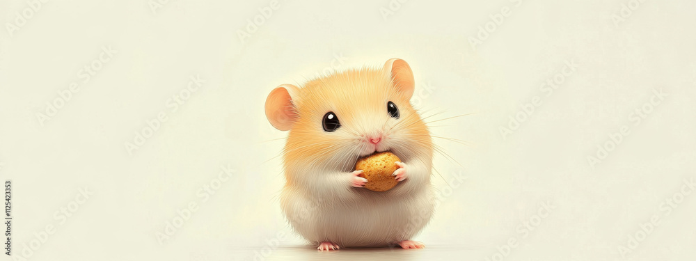 Adorable fluffy hamster nibbling on a treat, featuring its big, bright eyes and tiny paws, set against a soft, pastel background. Adorable fluffy hamster nibbling on a treat, featuring its big, bright eyes and tiny paws, set against a soft, pastel background.