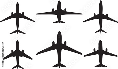 Big Set of Different Kind of Airplanes Silhouettes High Detail, Very Smooth Plane icon vector illustration. Airplane sign and symbo