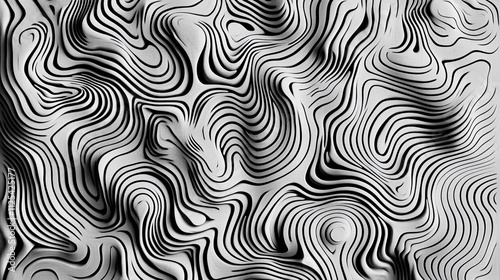 Abstract Swirling Lines Monochrome Texture Background Design 3D Wave Pattern Grey Scal