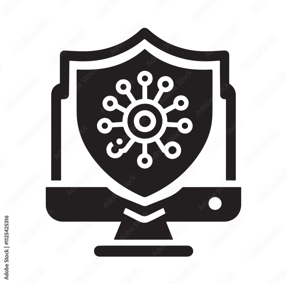 virus protection icon set silhouette vector illustration virus protection icon set silhouette vector illustration