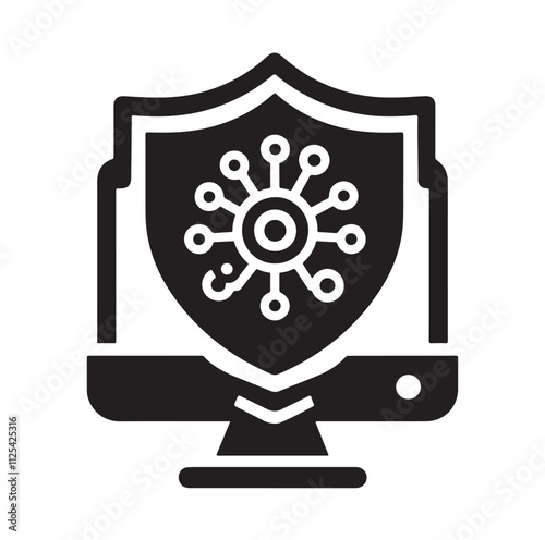 virus protection icon set silhouette vector illustration