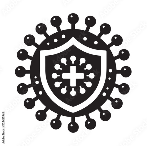 virus protection icon set silhouette vector illustration