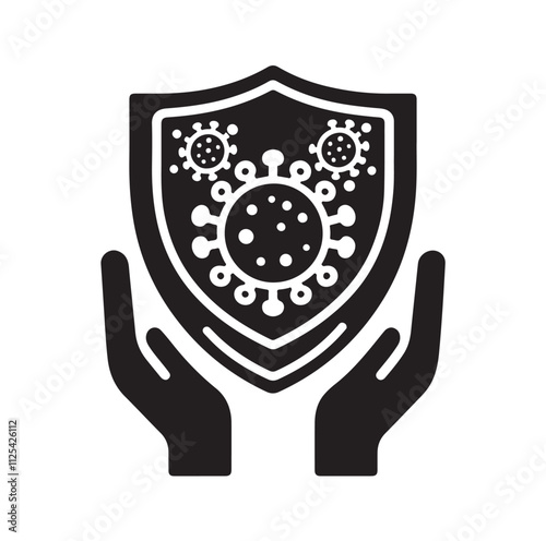 virus protection icon set silhouette vector illustration
