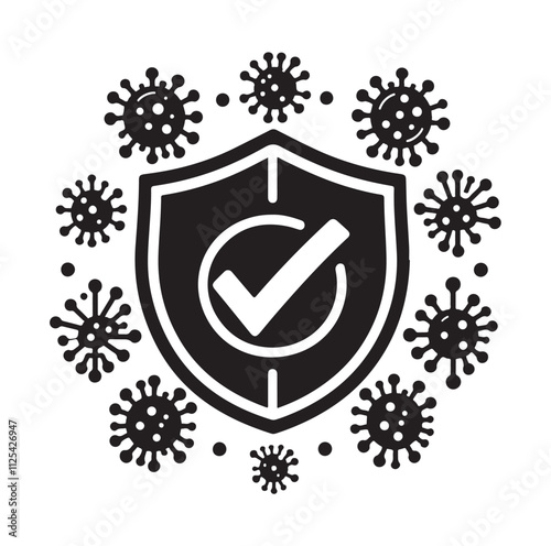 virus protection icon set silhouette vector illustration