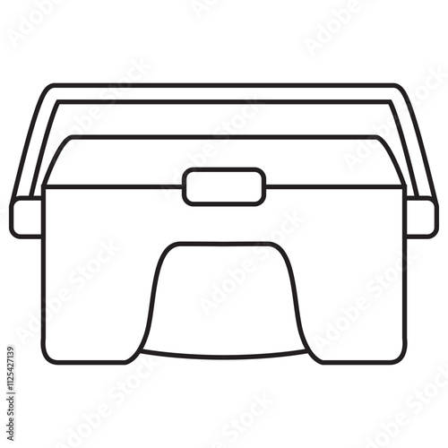 Cooler bag.Portable cooler with bottles.Cold drinks. Portable refrigerator.Picnic cooler stocked of chilled beverages bottles of soda.Isolated on white background.Outline icon cooler.