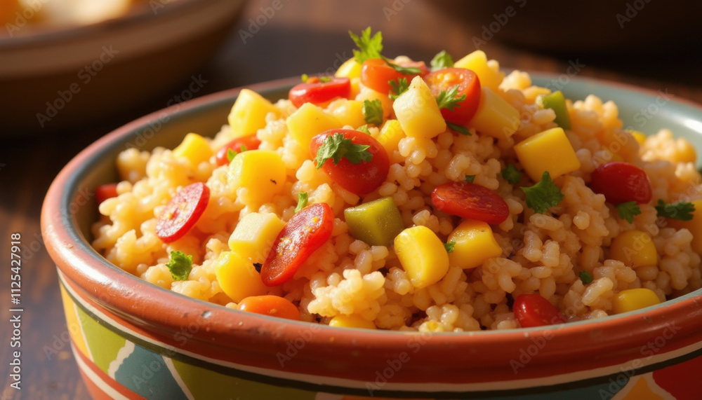 Mexican rice with vegetables and cherry tomatoes Mexican rice with vegetables and cherry tomatoes
