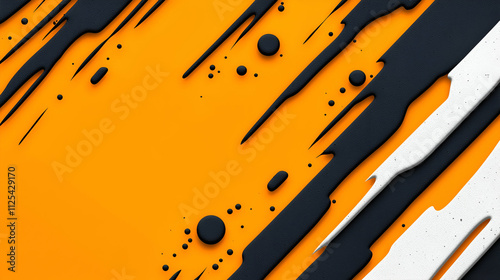 Vibrant abstract art featuring bold orange and black brush strokes, creating a dynamic and energetic composition.