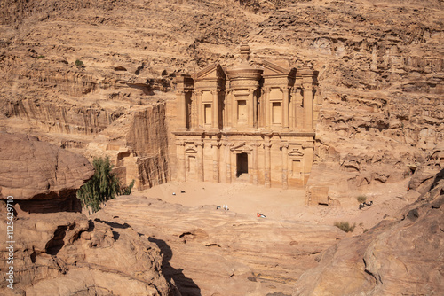 Ed-Deir is a Monumental Building Carved out of Rock in the Ancient City in Southern Jordan. Monument in Petra Archaeological Park.