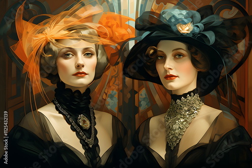 two ladies with vintage dress