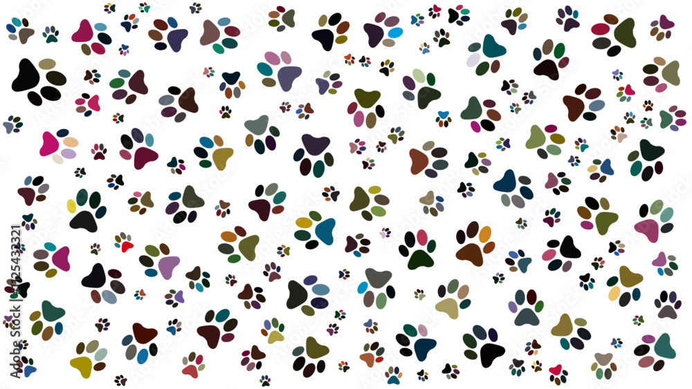 Seamless dog pattern with paw prints, bones, hearts and balls. Cat foot texture. Pattern with doggy pawprint and bones. Dog texture. Hand drawn vector illustration in doodle style on white background. Seamless dog pattern with paw prints, bones, hearts and balls. Cat foot texture. Pattern with doggy pawprint and bones. Dog texture. Hand drawn vector illustration in doodle style on white background.