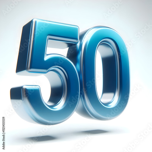 3d blue number 50 isolated