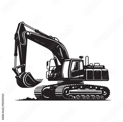 Excavator silhouette vector illustration