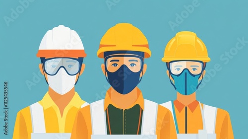 Occupational Safety and Health or OSH concept. equipment that is useful for protecting yourself from work accidents. illustration of safety glasses, helmets, and masks. flat style design. elements