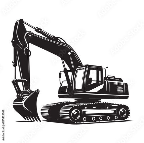 Excavator silhouette vector illustration