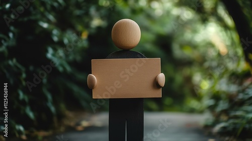 Wooden man holding corporate accountability signboard written on it. photo