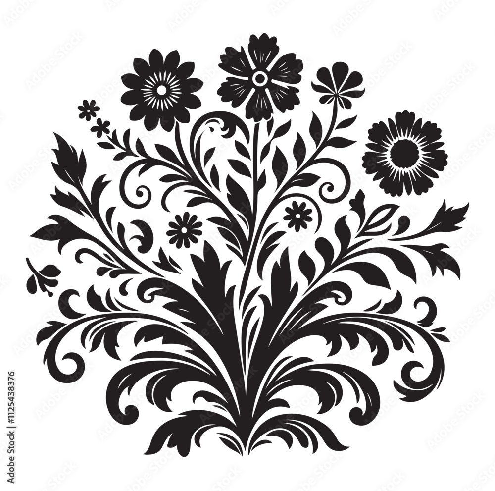 Floral design silhouette vector illustration Floral design silhouette vector illustration