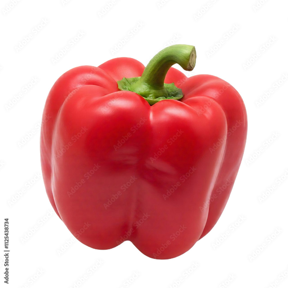 A vibrant red bell pepper, isolated on a pure transparent background. A vibrant red bell pepper, isolated on a pure transparent background.
