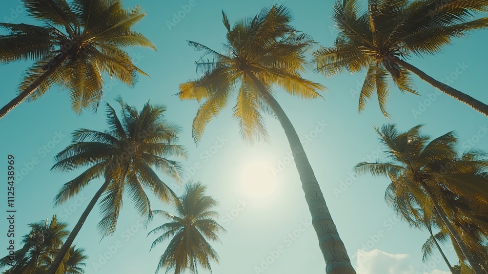 Fototapeta premium Palm Trees Under Sunny Sky