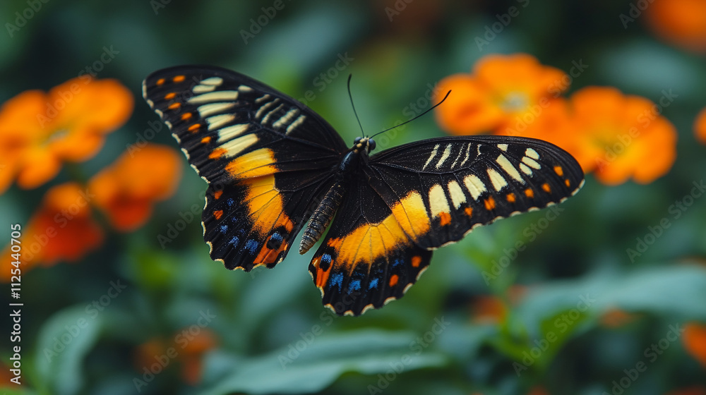 Obraz premium Beautifully colored butterfly in detailed close-up, showcasing vivid wing patterns