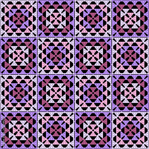Fotografie Pattern with crochet granny square wallpaper handmade decorative art design prin