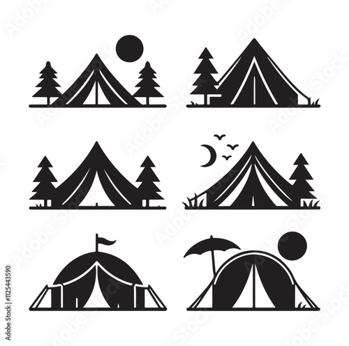 camping tent silhouette vector illustration