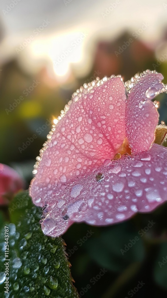 Delicate Pink Flower Petal with Dew Drops Delicate Pink Flower Petal with Dew Drops