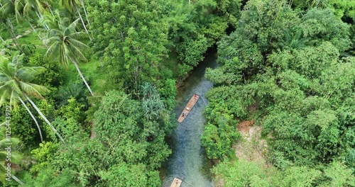 Bamboo rafting canal river forest. travel nature holiday outdoor activitie