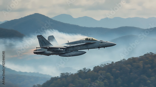 Wallpaper Mural A fighter jet executing a controlled spiral dive above a mountain range. Torontodigital.ca