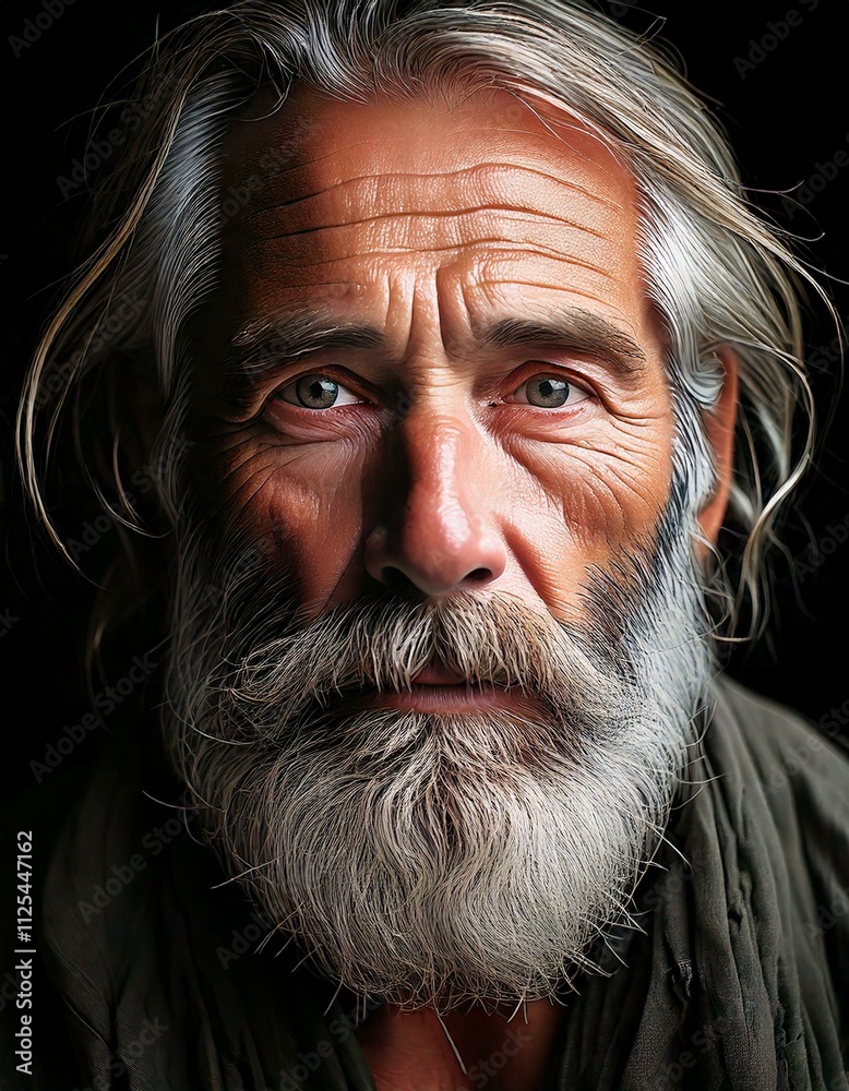 portrait of an old man with a white beard