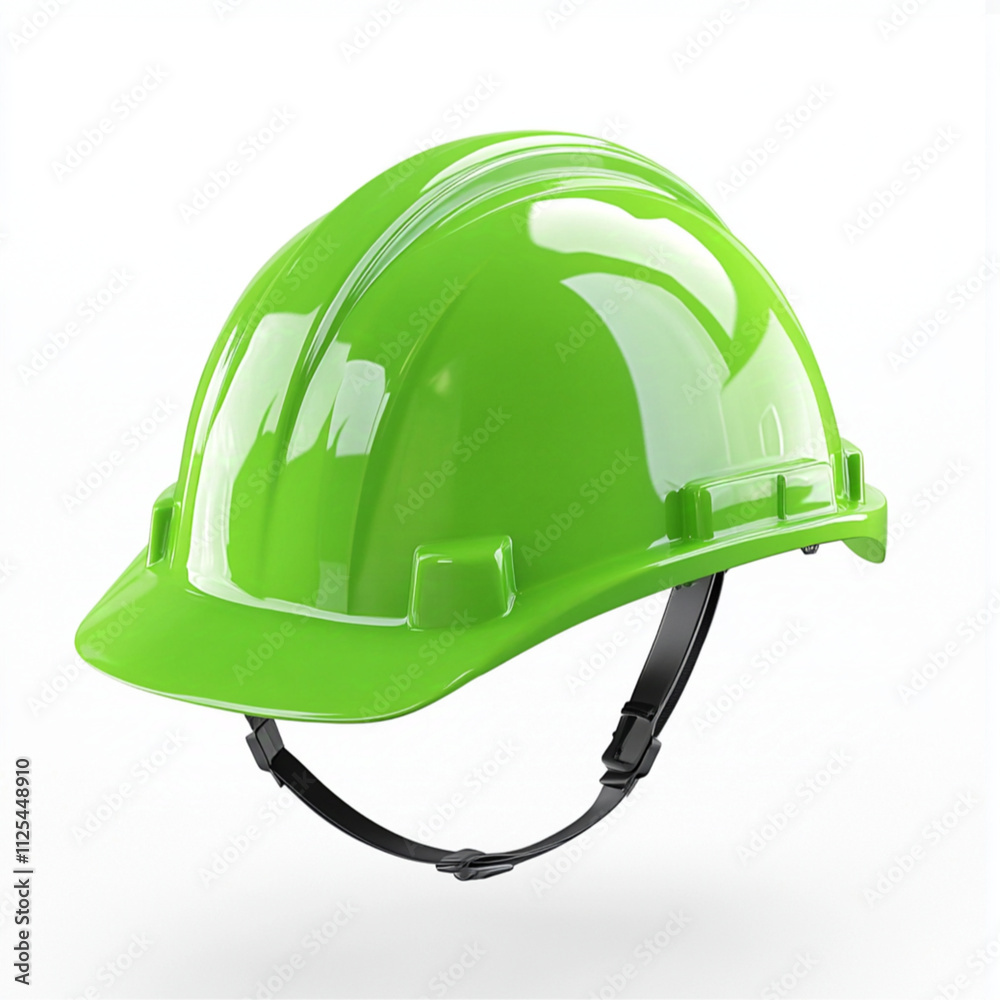 Fototapeta premium 3D flying green Construction Helmet Mockup, on a white background.