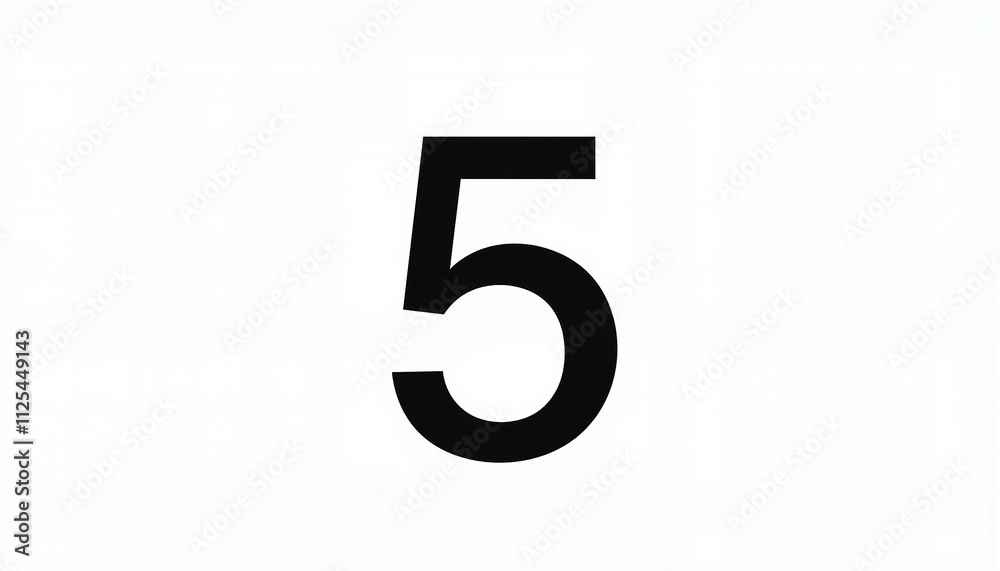 Visual representation of the number five displayed prominently on a clean white background highlighting simplicity and minimalism in design Visual representation of the number five displayed prominently on a clean white background highlighting simplicity and minimalism in design