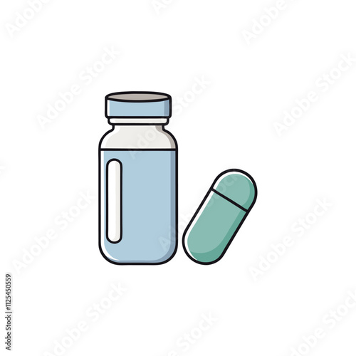 a minimalist icon set featuring a pill and a medicine bottle