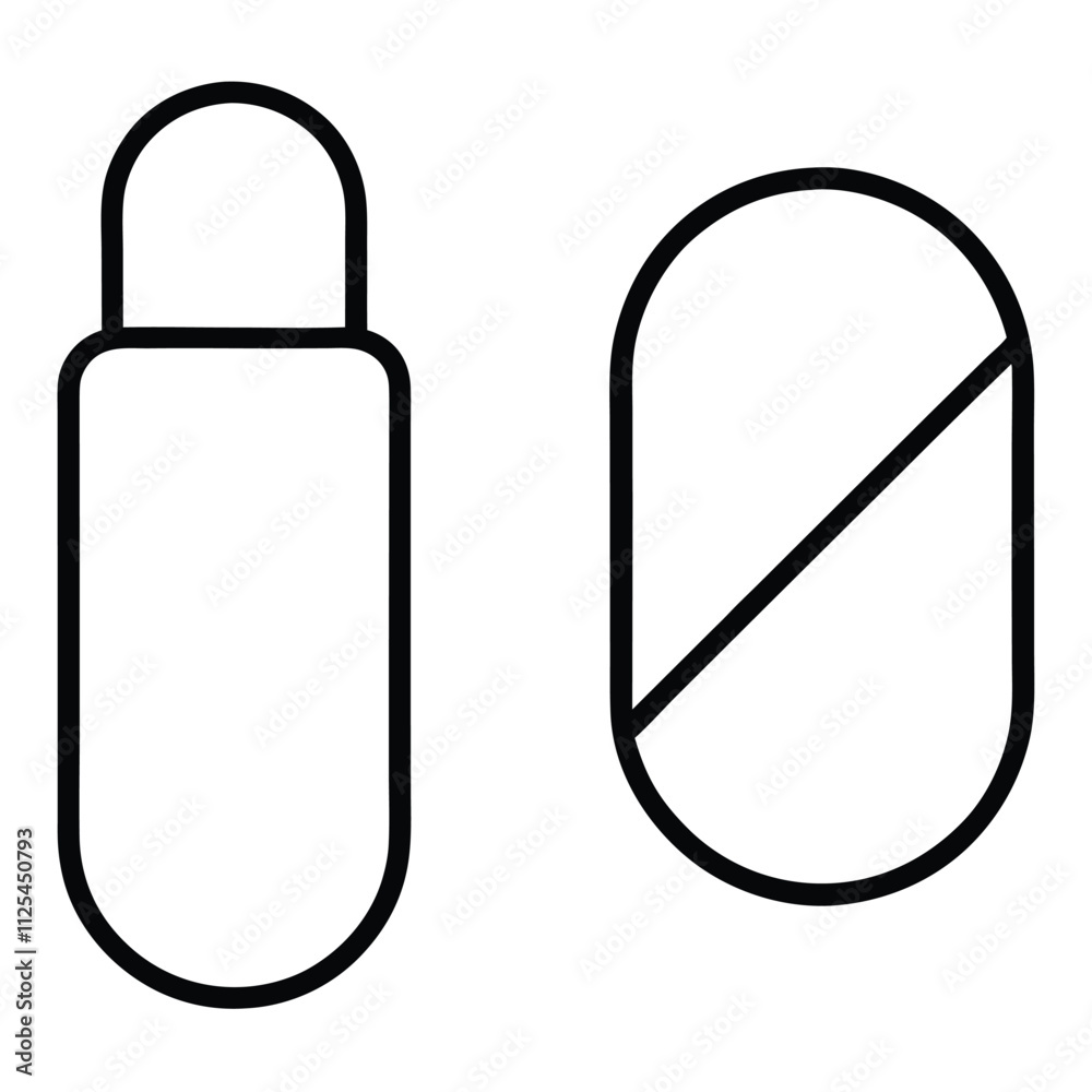 a minimalist icon set featuring a pill and a medicine bottle a minimalist icon set featuring a pill and a medicine bottle