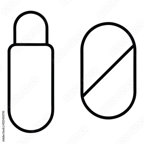 a minimalist icon set featuring a pill and a medicine bottle