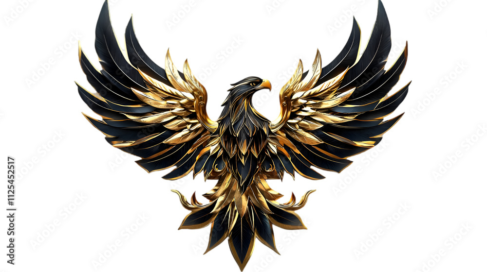 Fototapeta premium Majestic Golden Eagle Emblem Artistic Representation in Modern Fantasy Design