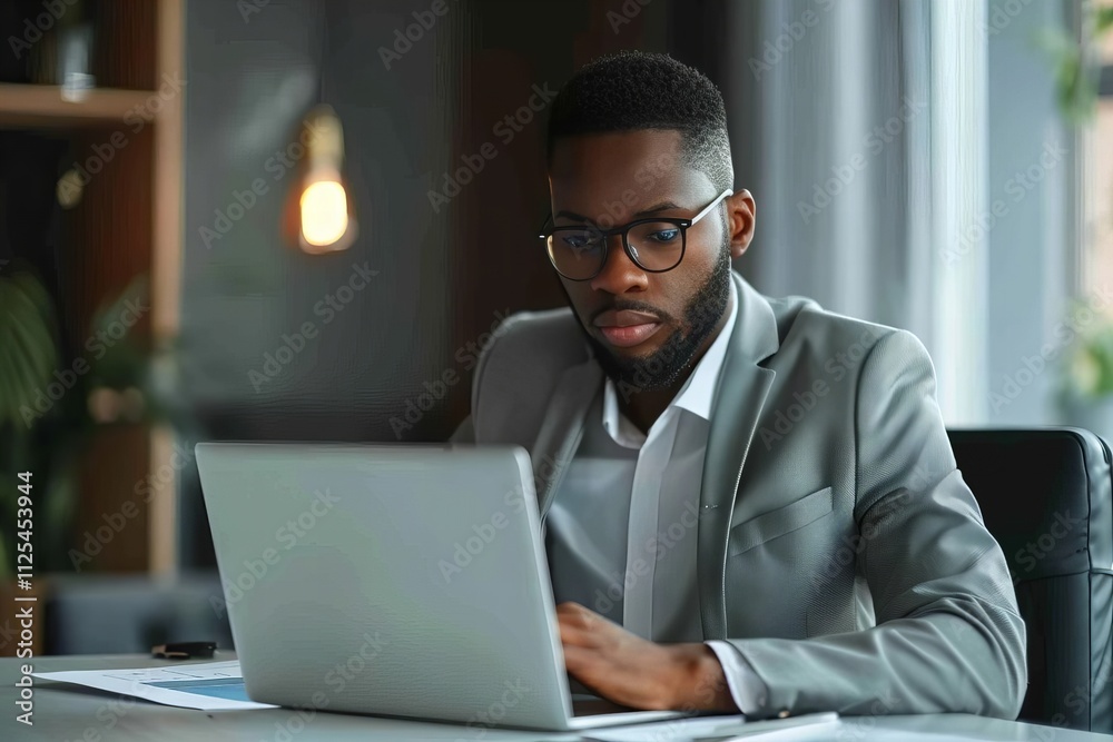 Business Accountant Utilizing Electronic Billing System on Laptop Business Accountant Utilizing Electronic Billing System on Laptop