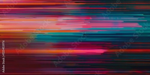 An abstract blurred texture presents a grainy gradient of vivid colors blending hues in a soft noise effect that evokes a sense of retro nostalgia.