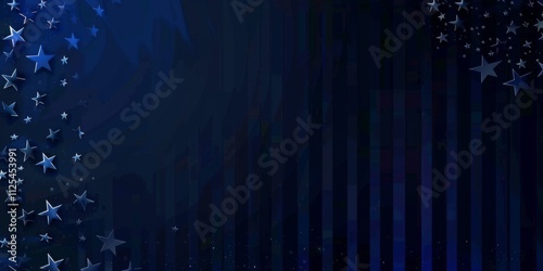 A captivating dark blue gradient fills the background adorned with twinkling stars and bold stripes reminiscent of an American flag.