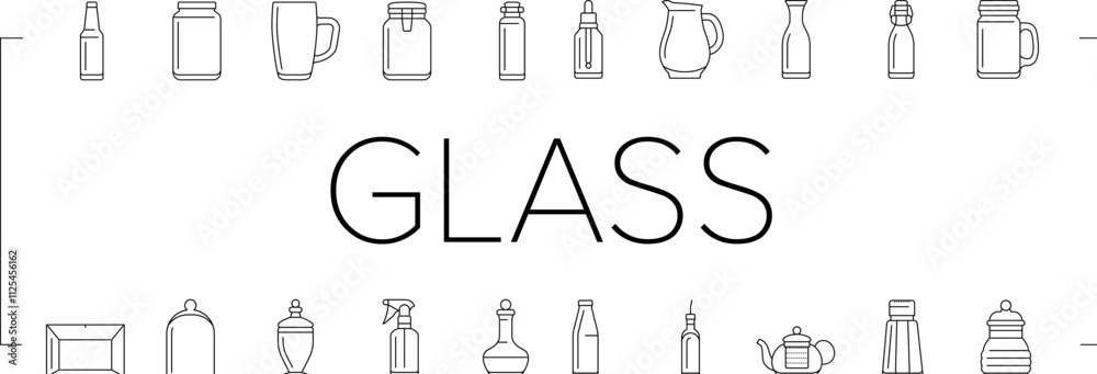 glass packaging bottle product icons set vector. food milk, pack box, jar cup, canister vial, jug, spray, lotion, salt glass packaging bottle product black contour illustrations glass packaging bottle product icons set vector. food milk, pack box, jar cup, canister vial, jug, spray, lotion, salt glass packaging bottle product black contour illustrations