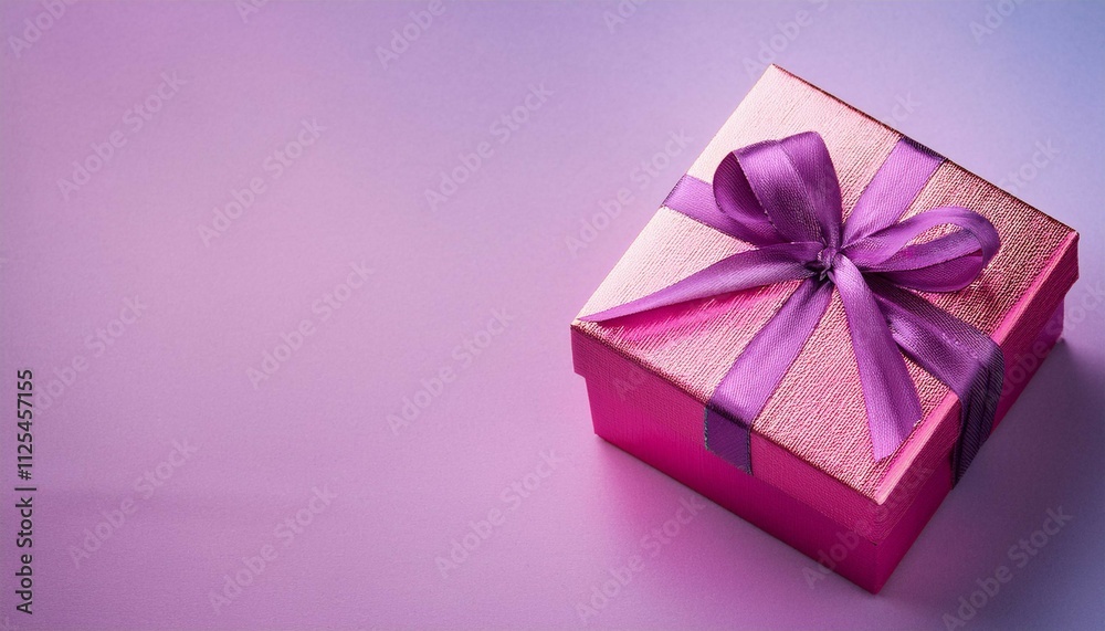 Obraz premium pink gift box with ribbon