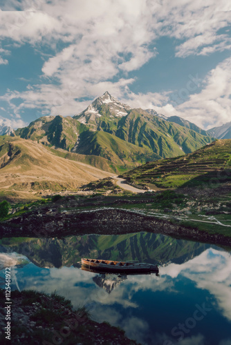 Landscape with lake and mountains