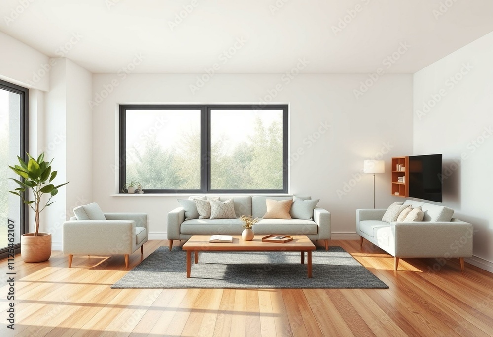 Cozy living room with natural light and minimalist decor Cozy living room with natural light and minimalist decor