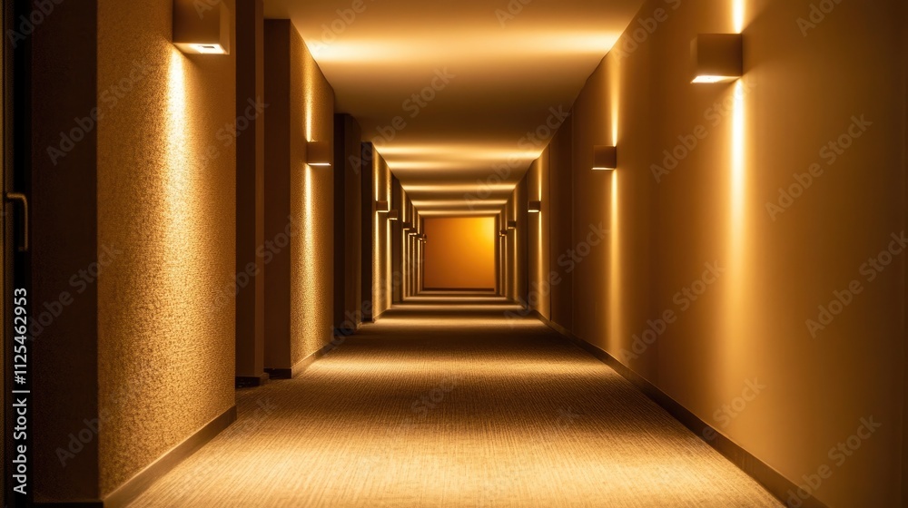 Captivating Perspective of an Illuminated Long Corridor Captivating Perspective of an Illuminated Long Corridor