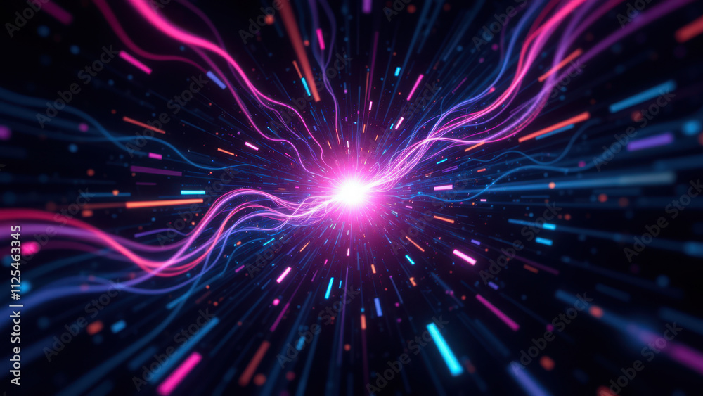 Fototapeta premium A vibrant visual representation of a Retrieval Augmented Generation (RAG) process with flowing energy patterns.