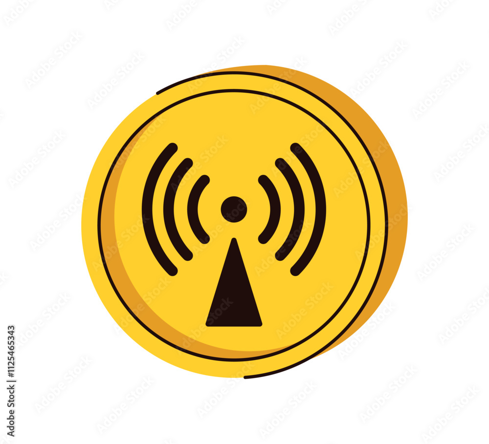 Non ionizing round symbol. Hand draw, vector flat illustration. Non ionizing round symbol. Hand draw, vector flat illustration.