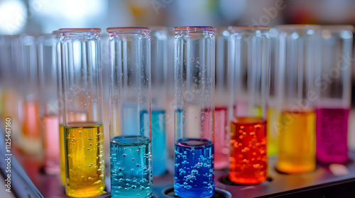 A science lab in an American college with students conducting experiments. photo